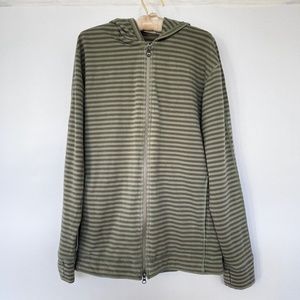 Lululemon Mens Hoodie Full Zip Striped Sweater Green Jacket Size XL